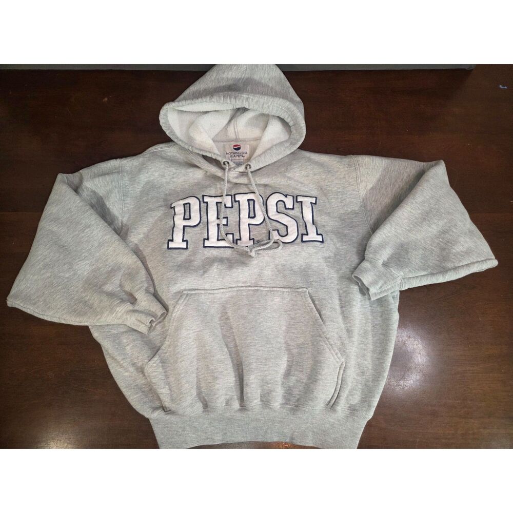 Vtg Pepsi Gray Hoodie Size Medium 80/20 Retro Logo